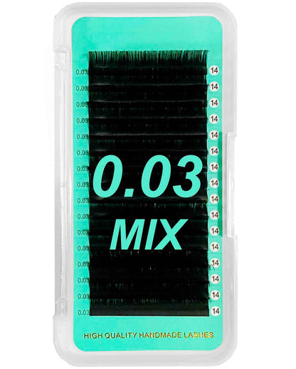 Cashmere Matte FauxMink Deep Black Individual Lashes 0.03mm Mega Volume 【16-lines No-logo】Mixed Length