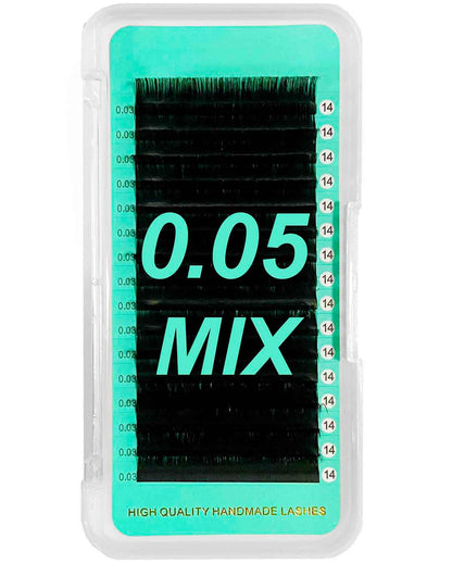 Cashmere Matte FauxMink Deep Black Individual Lash Extensions【0.05mm Volume 16-lines No-logo】Mixed Length