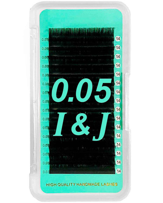 i curl & J curl Bottom Lash Cashmere Matte Faux Mink Deep Black Individual Lash Extensions【0.05mm Volume】